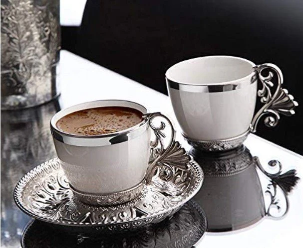 Silver Turkish Coffee Set | Set of 6 - Image 3