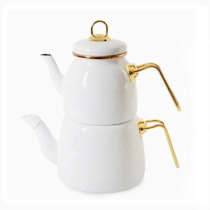 Turkish Tea Pot Set | White | 1 Medium