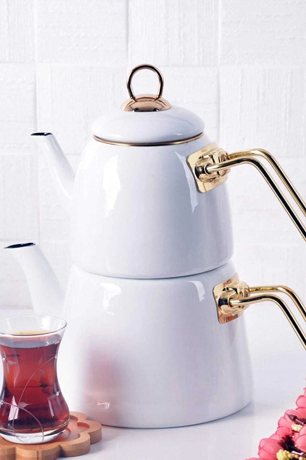 Turkish Tea Pot Set | White | 1 Medium - Image 2